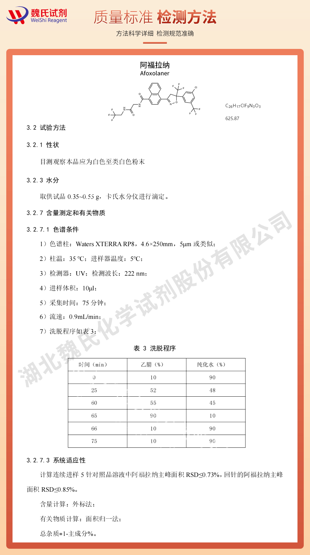 阿福拉纳_阿弗拉纳_阿氟拉纳质量标准和检测方法