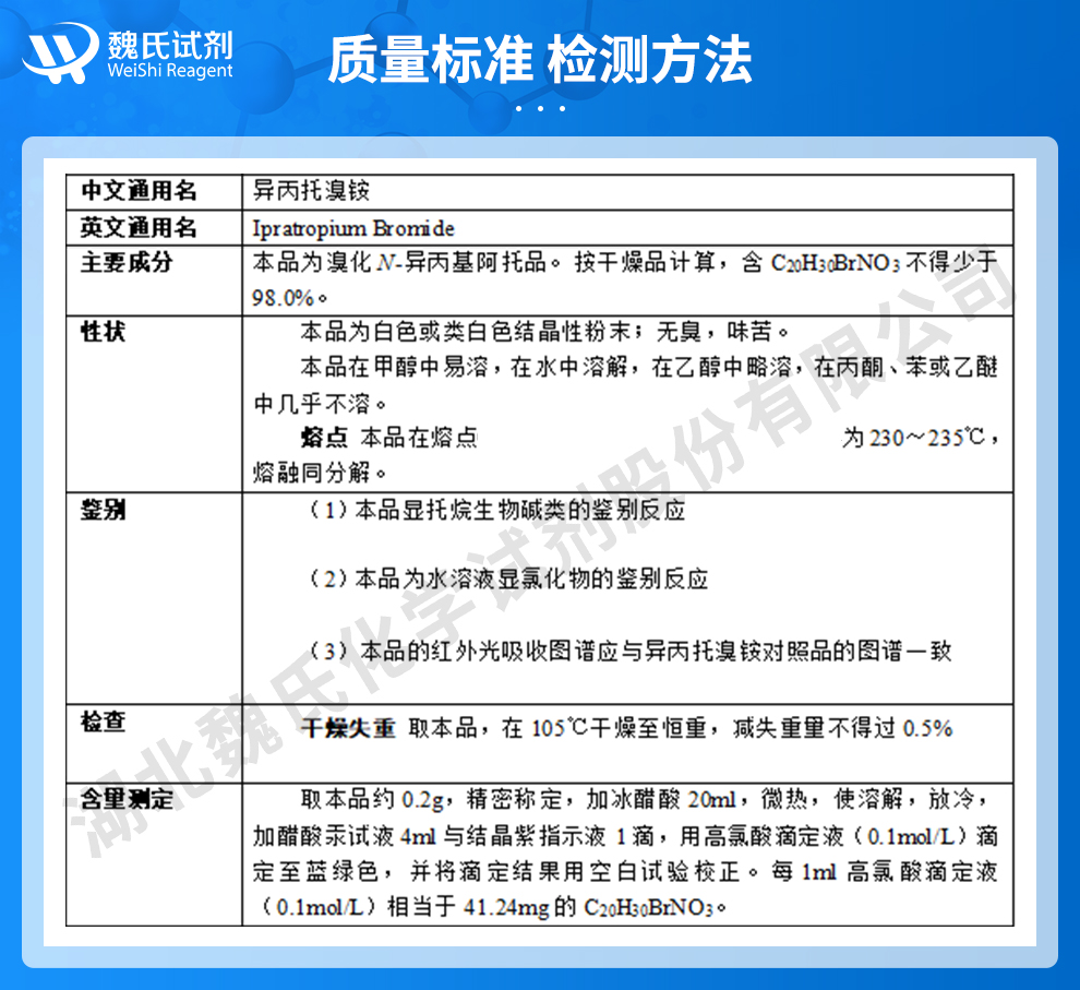 异丙托溴铵一水物质量标准和检测方法