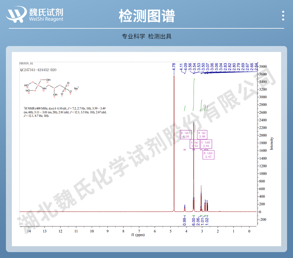 3-[N-三(羟甲基)甲氨基]-2-羟基丙磺酸钠光谱