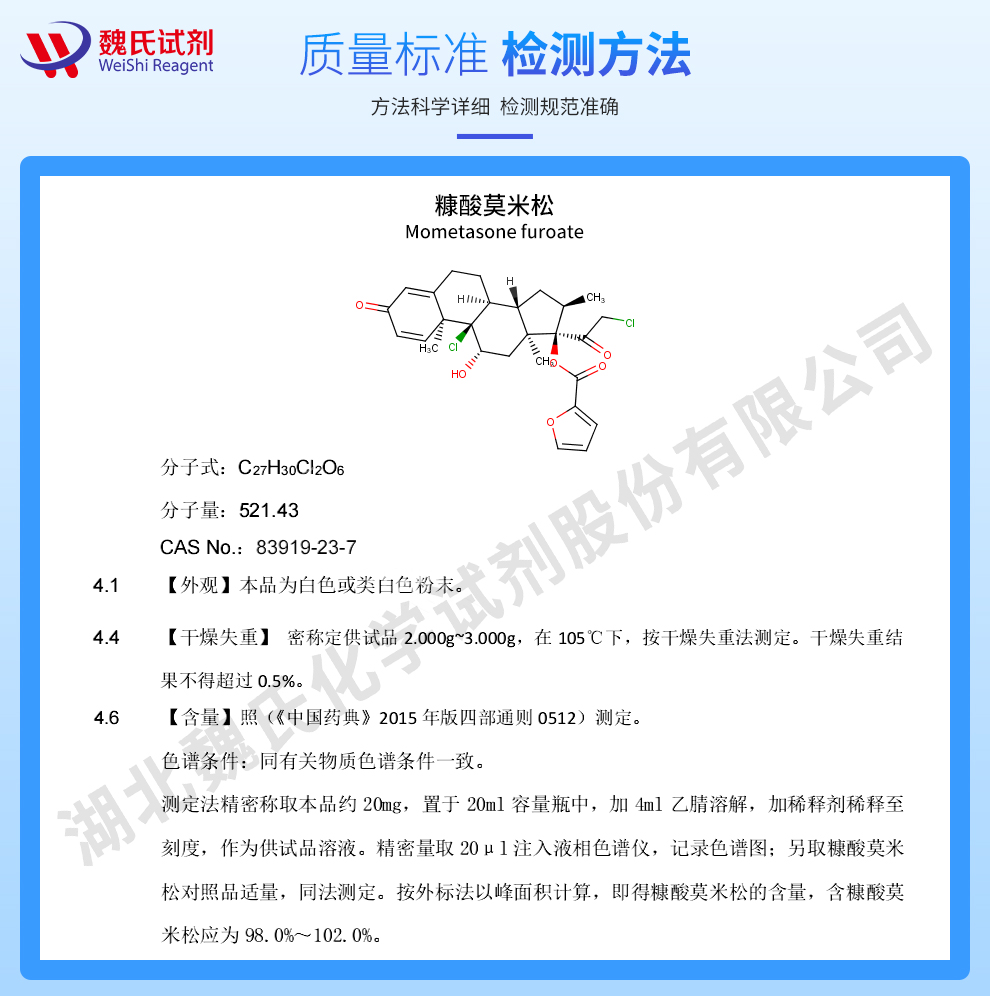 糠酸莫米松质量标准和检测方法